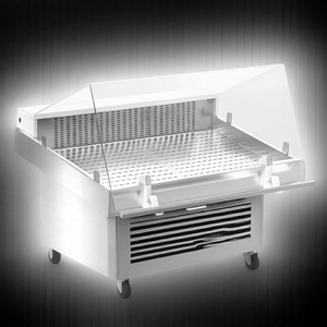 Mostrador Refrigerador Comercial de Acero Inoxidable para Pescado Fresco, Vitrina Exhibidora de Mariscos con Cubierta de Vidrio - Product Image 1