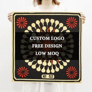 Custom Bandana Colourful Custom square Silk Bandanna Printed Classic Custom Bandana logo Cotton <b>Red</b> Bandana - Product Image 1