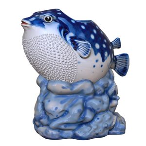 <span class=keywords><strong>Taza</strong></span> <span class=keywords><strong>de</strong></span> Cóctel con Diseño <span class=keywords><strong>de</strong></span> Organismos Marinos, Venta al por Mayor, OEM, ODM, Personalizada, Vajilla <span class=keywords><strong>de</strong></span> Cerámica con Tema Oceánico, Azulejo Azul, Pez Globo en <span class=keywords><strong>Roca</strong></span>, <span class=keywords><strong>Taza</strong></span> Tiki - Product Image 1