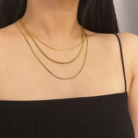 Nouveau collier de mode basique pour femmes bijoux durables en acier inoxydable collier empilé à trois couches