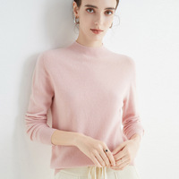 Pull en laine mérinos 100% doux et chaud, tricoté en cachemire, col roulé pour femmes
