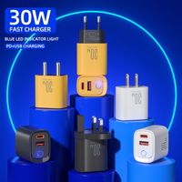 Cargador Rápido HYTO de 30W con Doble Puerto USB-A y Tipo-C, Adaptador de Carga con Enchufe para UE, EE. UU., Reino Unido e India, PD QC, Cargador de Pared Portátil para Viajes