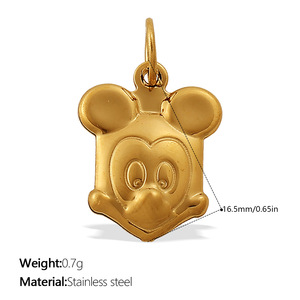 Personality Retro Stainless Steel Gold-plated Bear Mouse Elephant Flying <strong>Pig</strong> Wooden Horse Pendant <strong>Charms</strong> - Product Image 6
