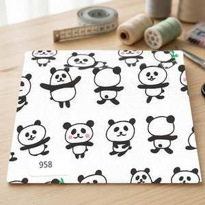 Cute Cartoon <b>Panda</b> Print Combed Woven Organic Cotton Fabrics India - Product Image 3