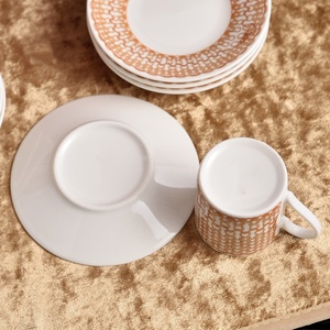 Bestselling Classic Ceramic Bone China Eco-Friendly 6 <b>Cup</b> 6 <b>Saucer</b> Family Afternoon Tea Coffee Set Business Gift Box Customized - Product Image 3
