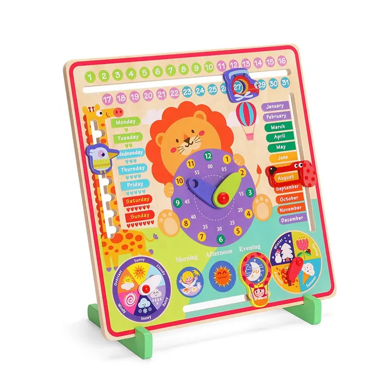 7 in1子供教育モンテッソーリおもちゃ幼児のための私の最初のカレンダー木製学習時計