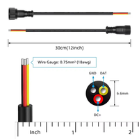 Connecteur rond étanche en plastique noir 3 broches 18AWG pour lumières LED de Noël extérieures