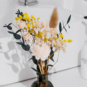 Ensemble diffuseur d'aromathérapie avec bouquet de fleurs préservées, décoration de bureau sans flamme, en plastique, durée 60-90 jours - Product Image 3