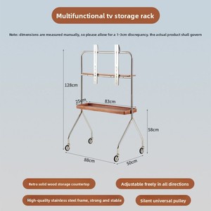 Meuble <span class=keywords><strong>TV</strong></span> mobile de style nordique pour petits espaces, support de moniteur sur pied pour salon avec roulettes en acier inoxydable - Product Image 6
