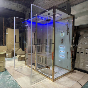 Cabine de sauna et de douche à vapeur combinée de luxe avec commande tactile et jets de massage, salle de spa 2 en 1 pour spa à domicile et relaxation - Product Image 4