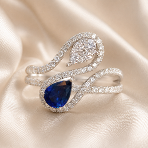 Anello con Zircone Blu a Goccia per Uomo e Donna, Gioiello da Dito alla Moda - Product Image 3