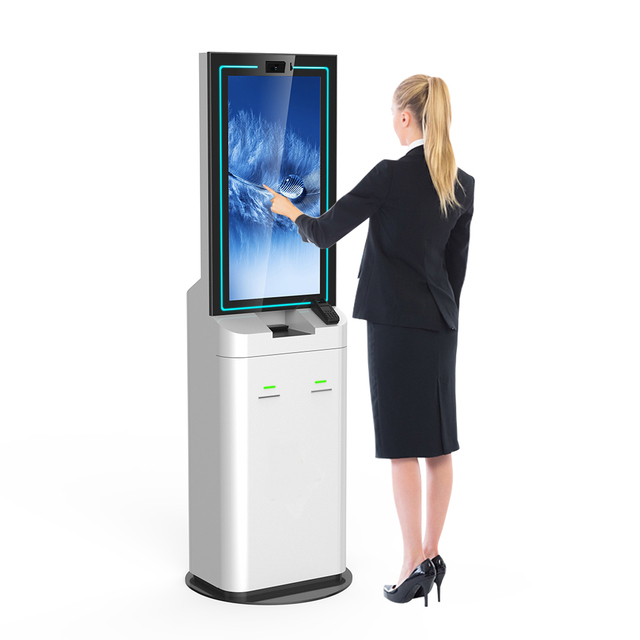 Card Payment Visitor Management Self Service Terminal Self Order Kiosk Hotel Self Check in Machine With Passport Scanner