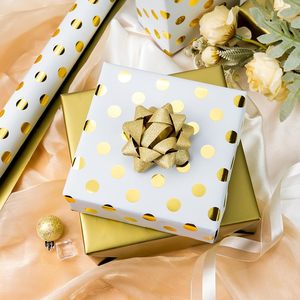 Platinum Dots <b>Wrapping</b> <b>Paper</b> Reversible <b>Gold</b> Gift Wrap 47.23 Sq Ft Polka Dots Metallized <b>Paper</b> Multi Purpose - Product Image 3