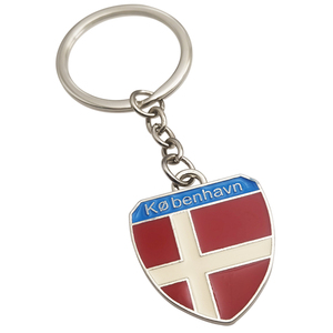 Nuevo caliente personalizado varias formas cobre epoxi Dinamarca vikingo Metal llavero <span class=keywords><strong>Copenhague</strong></span> Bandera <span class=keywords><strong>de</strong></span> Dinamarca recuerdos país ciudad regalo - Product Image 1