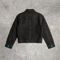 Veste en jean noire style western avec rivets tournesol, manches longues, col à revers, manteau en jean streetwear, veste en jean japonais selvedge brut