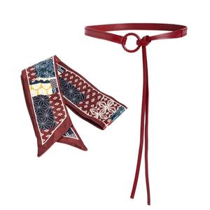 Cinturón de seda con estampado geométrico y hebilla de anillo en D para mujer, estilo informal hip hop, cadena decorativa para la cintura, accesorio decorativo para jeans - Product Image 5