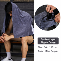 Serviette de sport/yoga pliable en polyester et nylon bleu, respirante, écologique, douce, absorbante, légère et antidérapante