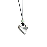 Nouveau Collier en Cordon Ciré Long et Ajustable en Forme de Cœur Argenté 2026, un Collier Simple et de Style Vintage avec une Longue Chaîne