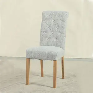 欧式卷背布艺餐厅餐椅实木高背家用家具椅ZD-1118A