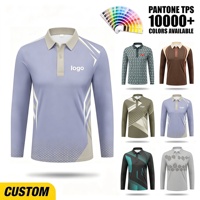 Polo à manches longues pour homme personnalisé OEM ODM avec sublimation à pois et rayures, impression intégrale pour le golf