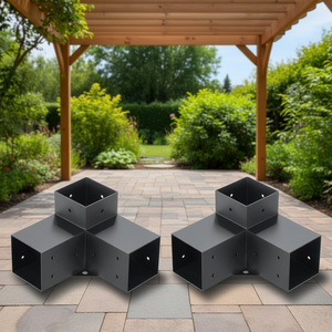 Kit de supports de pergola Db Wholesale 4x4 pouces, support d'angle en acier robuste à 3 voies pour pergola, gazebo et pavillon de jardin extérieur - Product Image 2