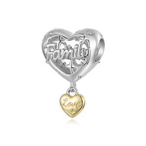 Pendentif en forme de cœur, charme familial, plaqué or, alliage, unisexe, bijou romantique, cadeau - Product Image 1