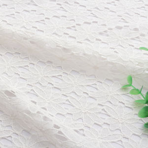 סיטונאי לבן ניילון גדיל כותנה פרחוני רקמת תחרה בד עבור גברת שמלה - Product Image 3