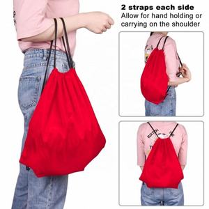 Middle Yellow 210D Polyester Promotional Draw String <b>Backpack</b> Custom logo Printed Red <b>Drawstring</b> Dust Bag - Product Image 5