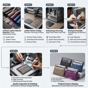 Dompet Pria Kulit Asli Tipis dengan Logo Cap Kustom, Anti RFID, Motif Bunga Warna-warni, untuk Kartu Kredit - Product Image 2