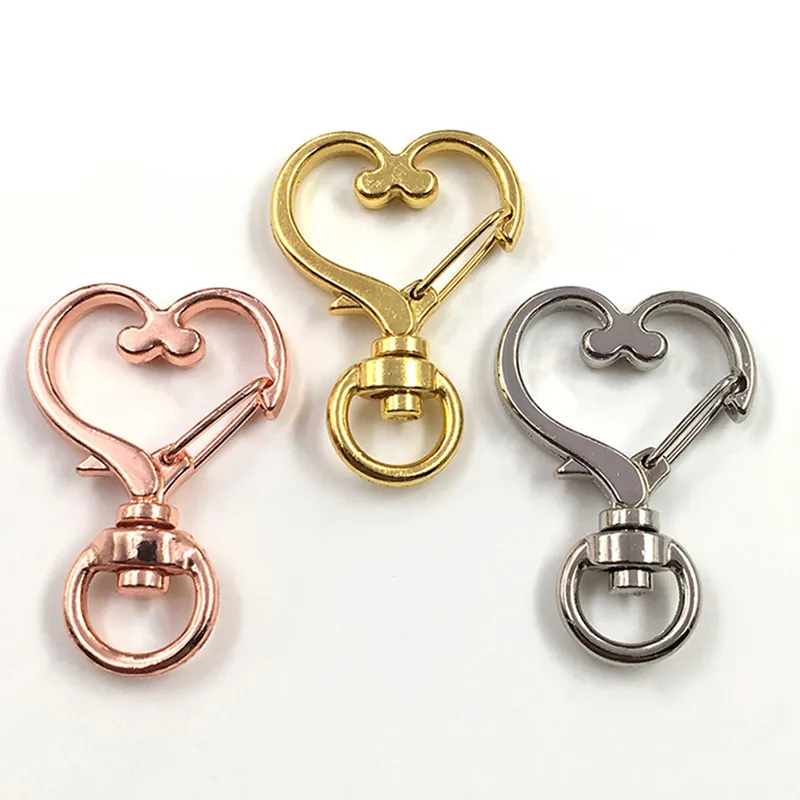 Heart Metal Swivel Lobster Clasp Key Ring Keychain Split Ring DIY Durable