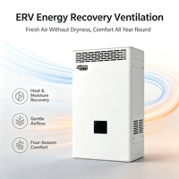 Ventilateur de récupération de chaleur mural 350 CMH sans conduit, échangeur d'air frais ERV, purification PM2.5, faible bruit pour les pièces résidentielles