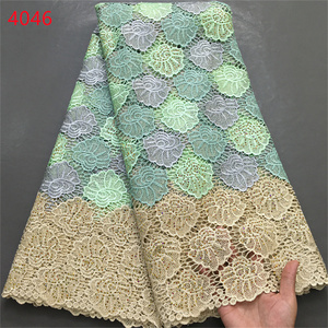 4046 di alta qualità prezzo all'ingrosso ultimo tessuto di pizzo Guipure con pietre per africano sposa corda da sposa tessuto vestito - Product Image 2