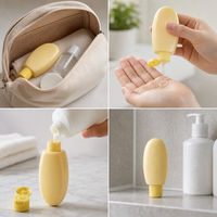 Flacon de désinfectant pour les mains en PET de 50 ml, forme d'œuf, flacon en plastique pour lotion et shampoing avec bouchon rabattable, emballage portable