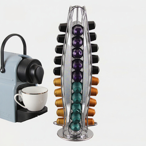 Soporte para <span class=keywords><strong>C</strong></span>ápsulas de Café Nespresso, 40 Piezas, Metálico, Forma Curva, Estante de Almacenamiento de Diez Niveles, Exhibidor Decorativo - Product Image 3