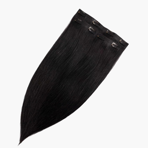 Extensions de cheveux humains Remy professionnelles à clipser, lisses, noir naturel, ensemble complet pour la tête avec clips simples, doubles ou triples - Product Image 2