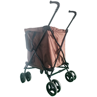 Chariot d'épicerie à quatre roues en acier inoxydable Chariot à sac en tissu réutilisable pliable avec chariot à linge