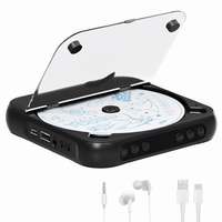 Pemutar CD Portabel Retro dengan Penutup Transparan, Audio dan Speaker Nirkabel, Pemutar Disk Kompak untuk Pecinta Musik