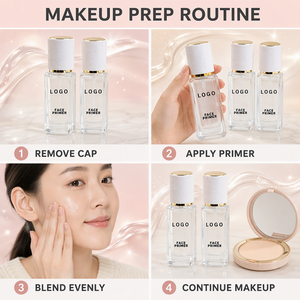 HKH Clear Bottle Face Primer with Textured <b>White</b> Cap and Gold-Tone Collar for All Skin Types Liquid Makeup Base - Product Image 4