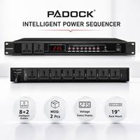 PADOCK Secuenciador de Energía Inteligente Profesional - Controlador de Energía Secuencial Inteligente de 8+2 Canales con Monitor de Voltaje LED-SR-1028