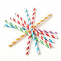 Pailles en papier biodégradables personnalisées à rayures, en promotion