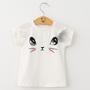 Ensembles de vêtements pour filles de 100-140cm, mode d'été, t-shirts imprimés chaton de dessin animé + jupes en voile, ensemble mignon et décontracté EAZ172 - Product Image 4