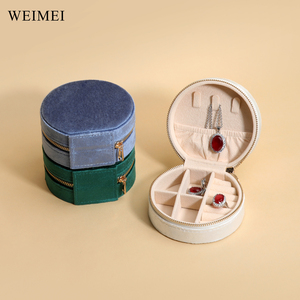 WEIMEI Custom Logo Elegant Travel Jewelry <b>Box</b> Plush Velvet <b>Mini</b> <b>Storage</b> Organizer Travel Jewelry <b>Box</b> - Product Image 2