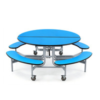 Table Ronde Mobile Pliante Facile à Transporter pour Cafétéria - Diamètre 60 po - Bord Protégé - Design Moderne et Durable