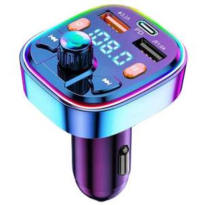 Lecteur <span class=keywords><strong>MP3</strong></span> Bluetooth 5.0 pour voiture avec transmetteur FM, kit mains libres 12-24V, support de téléphone universel, appels mains libres sans fil - Product Image 1