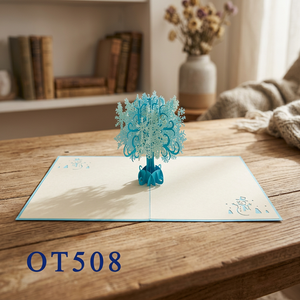 Tendencia 3D hecho a mano Vietnam arte papel Pop tarjeta copo de nieve árbol diseño Offset Impresión logotipo personalizado venta al por mayor regalos artesanías - Product Image 4