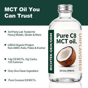 <span class=keywords><strong>Olio</strong></span> MCT C8 Puro Biologico ODM&OEM, Trigliceridi a Catena Media, Grado <span class=keywords><strong>Alimentare</strong></span> 98% <span class=keywords><strong>Cocco</strong></span> Spremuto a Freddo, Certificato GMP - Product Image 3