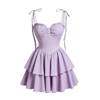 Robe d'été OEM unie, nouvelle collection, 100 % polyester, design décontracté, robe élégante sans manches, mini-robe pour femmes, tissage personnalisé