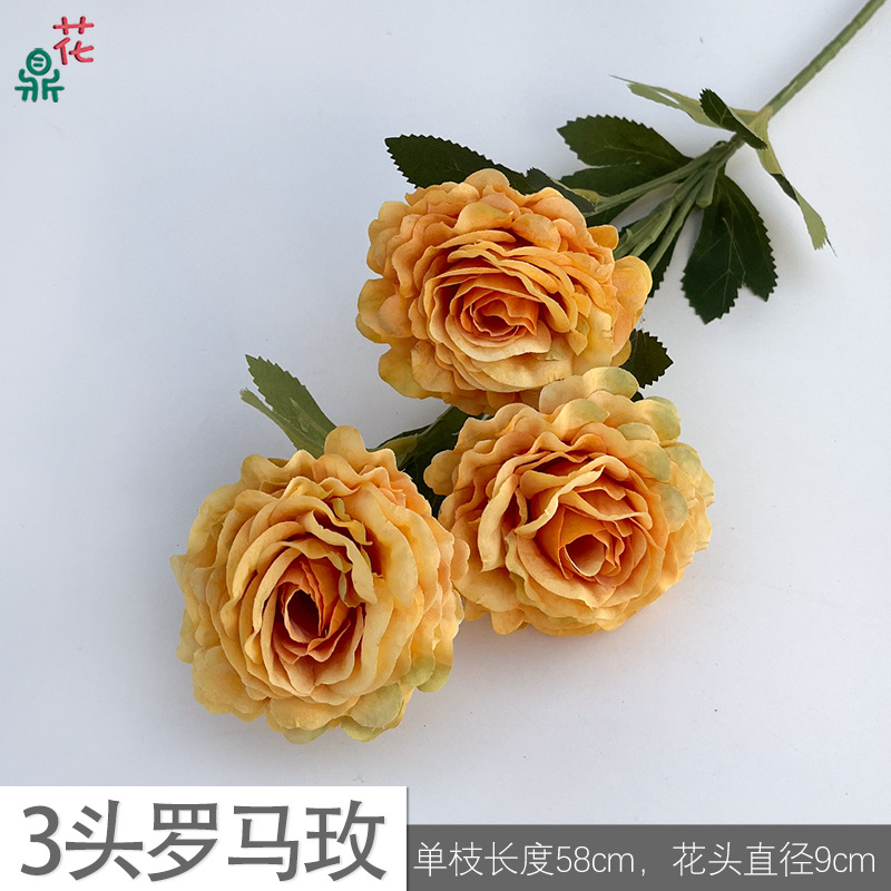 3 head roman rose yc light orange