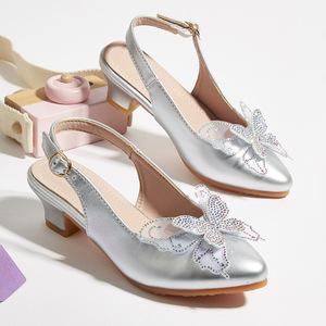 Scarpe con Tacco Alto per Ragazze Primavera 2026, Nuove Calzature alla Moda con Fiocco per Principesse, Sandali per Bambine con Chiusura a Velcro - Product Image 2