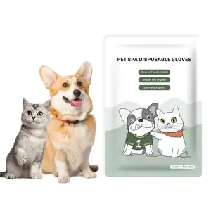 6pcs使い捨てペットグローブリンスフリークリーニング脱臭犬猫グルーミンググローブワイプ低刺激性クリーニング用品ホワイト